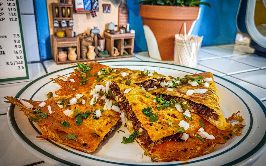 Birria quesadilla from Crispy Pork Town, a taqueria in Seoul, South Korea.