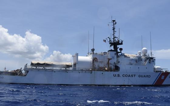 Coast Guard Cutter Thetis (WMEC 910) patrols the Windward Passage, June 15, 2024. Thetis’ crew conducted a 75-day maritime safety and security patrol in the Windward Passage and Florida Straits. (U.S. Coast Guard photo provided by Ensign Kevin Wong)