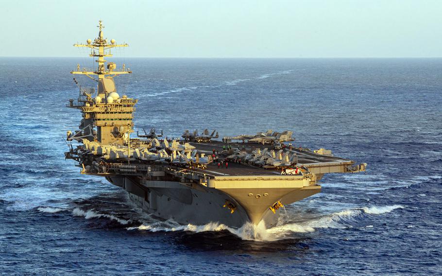 The USS George Washington in the Pacific Ocean.