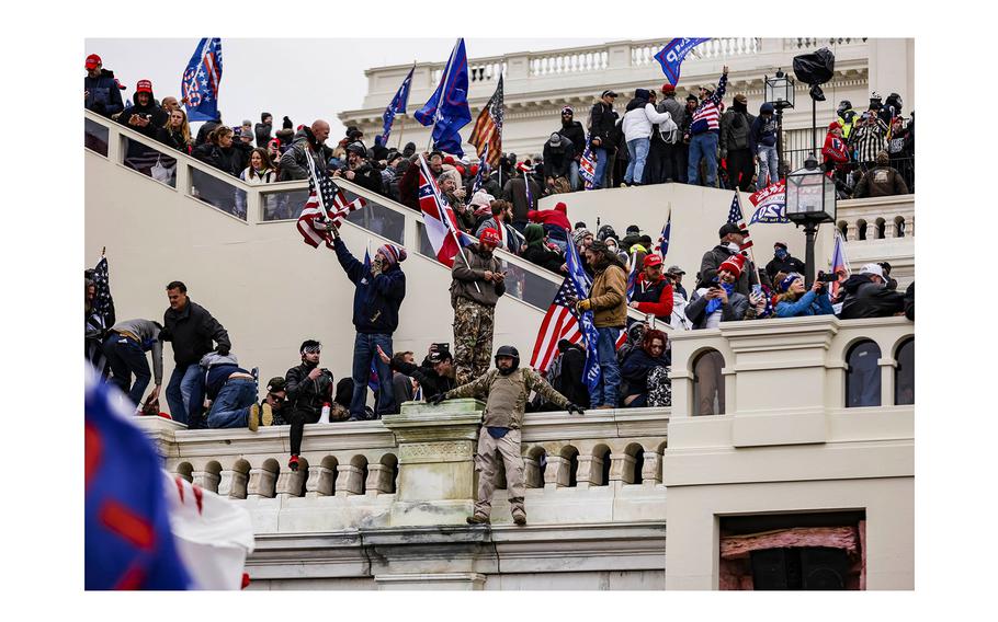 Demonstrators descend upon the U.S. Capitol grounds on Jan. 6, 2021 in Washington, D.C. 