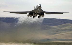 A B-1 bomber takes off from Ellsworth Air Force Base in South Dakota in August 2005.