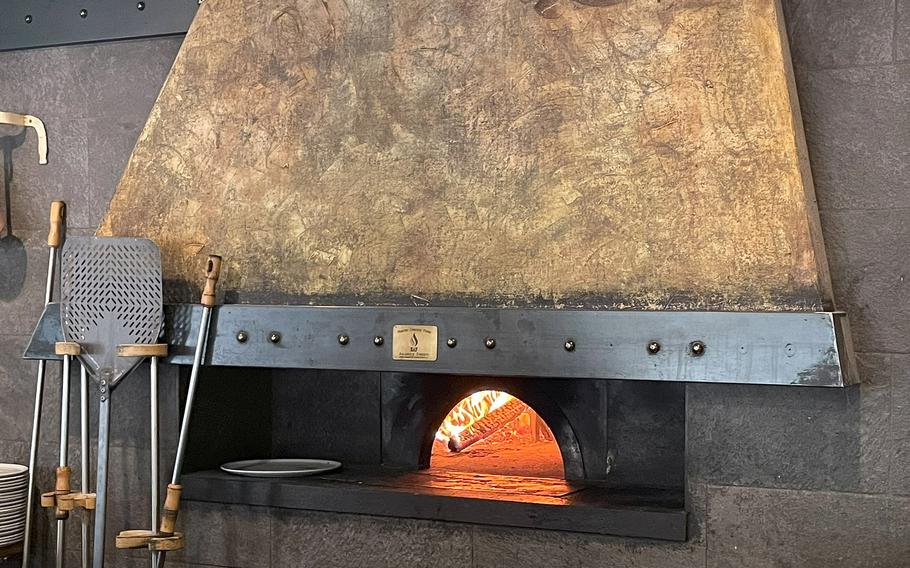 The wood-fired oven at Peperino Pizza and Grill in Pordenone, Italy.