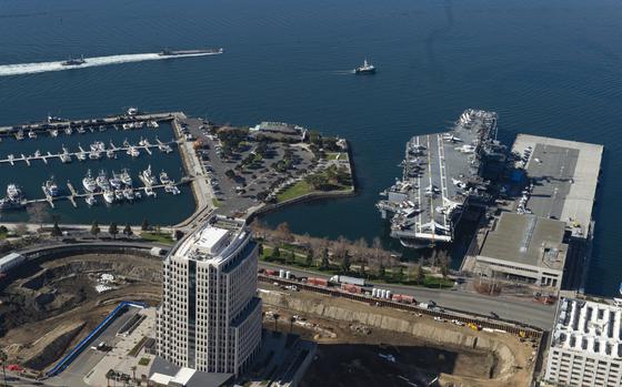 An aerial photo of the Navy Region Southwest headquarters.