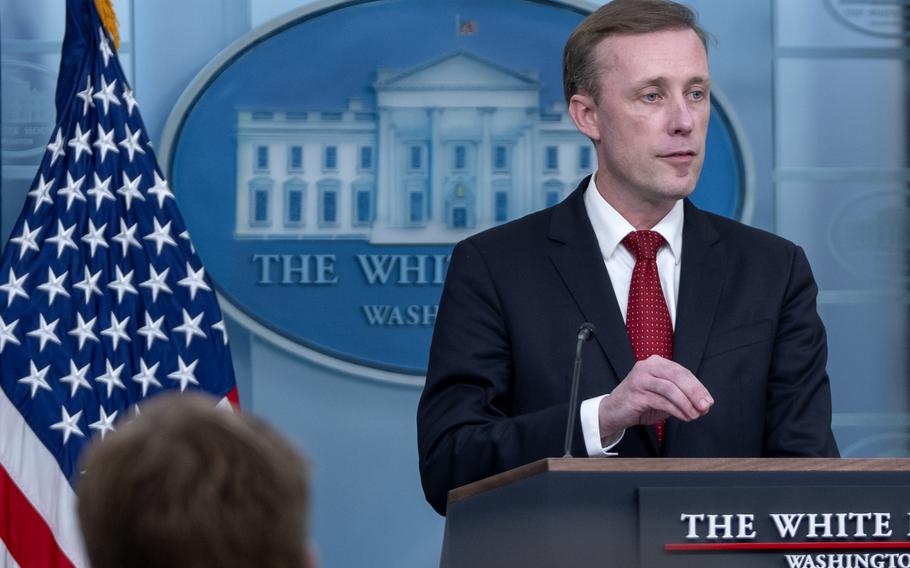 White House national security adviser Jake Sullivan speaks Tuesday, Oct. 1, 2024, during a press briefing at the White House in Washington. 