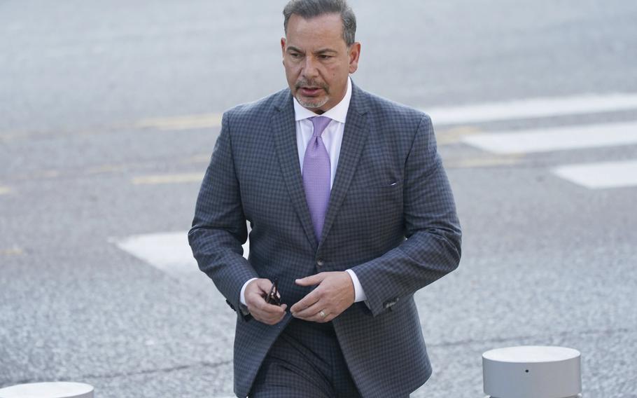 Former DEA agent Joseph Bongiovanni arrives at the Robert H. Jackson U.S. Court House for a hearing for an upcoming trial on drug and bribery charges