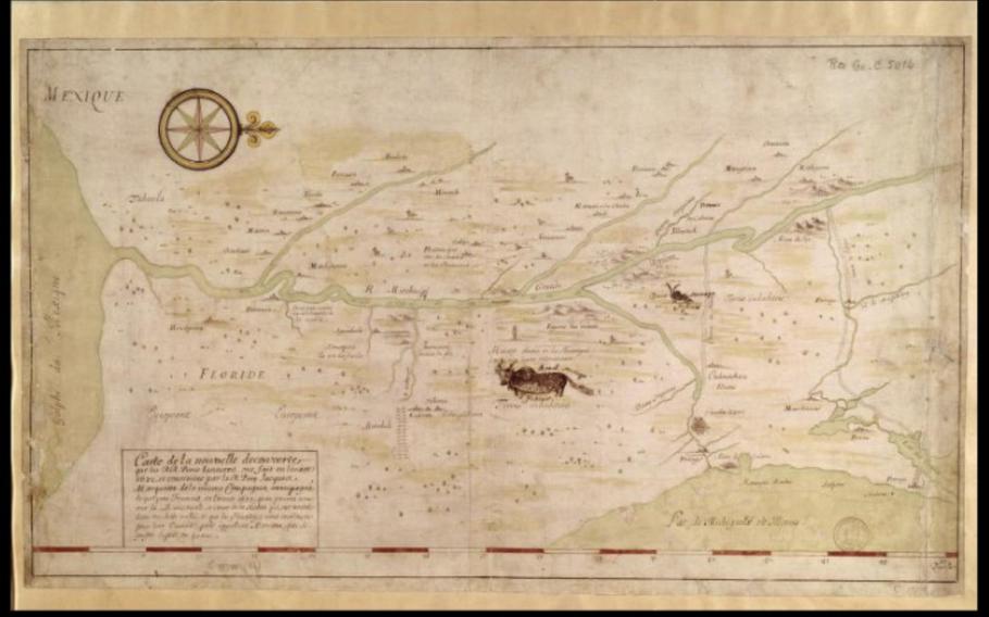 A yellowed, fading map from 1672.