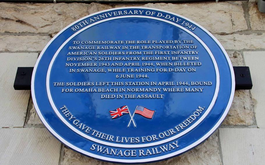 A plaque commemorating American soldiers who lived and trained in Swanage, England, during World War II was unveiled at the town's railway station on May 27, 2024. Troops with the 1st Infantry Division’s 26th Infantry Regiment were in the town for several months prior to D-Day.
