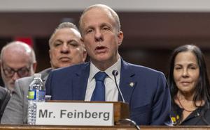 Deputy Secretary of Defense nominee Stephen Feinberg testifies on Tuesday, Feb. 25, 2025, during a Senate Armed Services Committee hearing in Washington. (Eric Kayne/Stars and Stripes)