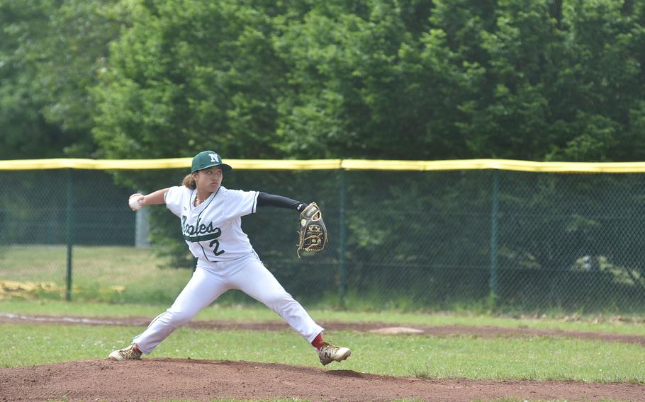 Naples' Ella Grace started her third DODEA European Division II/III championship game Friday, May 24, 2024, and tossed three shutout innings in the Wildcats' 17-2 victory over Spangdahlem at Ramstein Air Base, Germany.