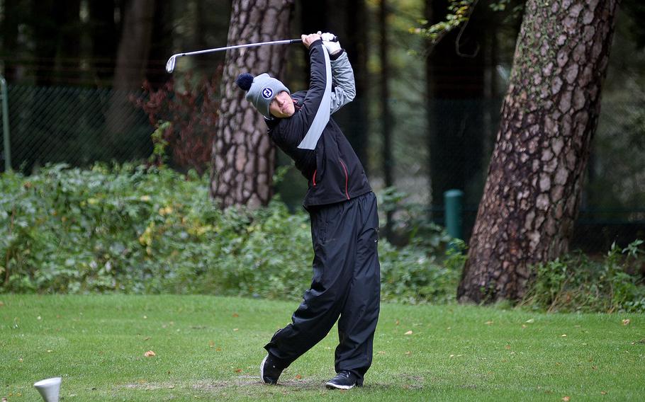 Tyler Hacker watches a drive.