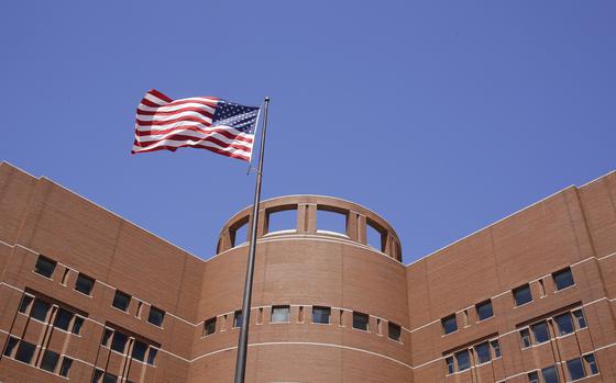 FILE - The John Joseph Moakley United States Courthouse is seen, May 13, 2015, in Boston. (AP Photo/Stephan Savoia, File)