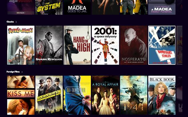 A screenshot of some movies on the Tubi service.