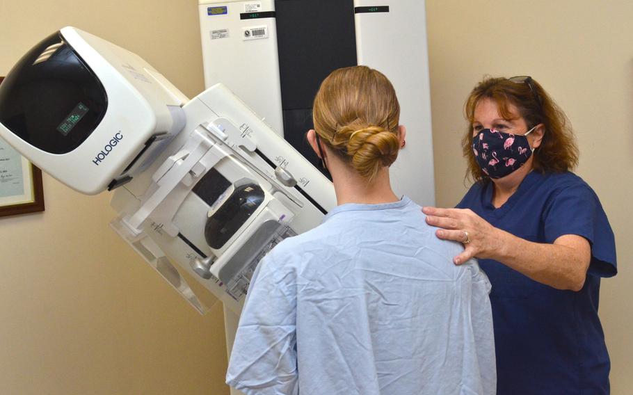 Michelle Kincaid, a mammography technologist at Naval Hospital Jacksonville, assists a patient during a mammogram. Cancer among younger Americans, particularly women, is on the rise, with gastrointestinal, endocrine and breast cancers climbing at the fastest rates, according to a study published Wednesday, Aug. 16, 2023, in JAMA Network Open.