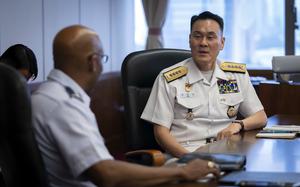 Air Force Gen. Charles "CQ" Brown, chairman of the Joint Chiefs of Staff, meets with his South Korean counterpart, Adm. Kim Myung-soo, in Tokyo, July 17, 2024.