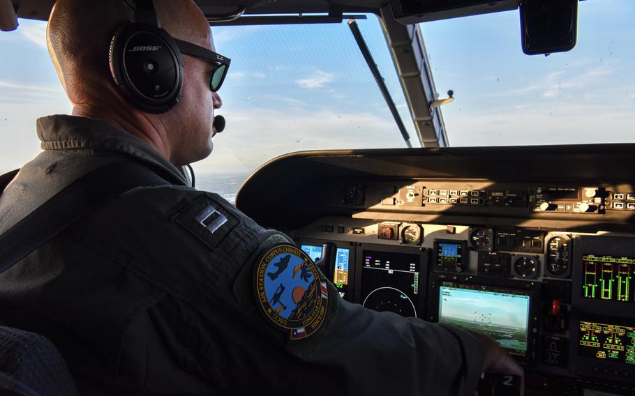 A Coast Guard Air Station Corpus Christi HC-144 Ocean Sentry air crew conducts fly-overs in Texas after Hurricane Beryl, July 8, 2024. 