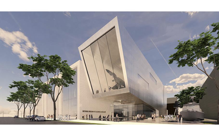 Rendering of design by Quinn Evans for the new Navy museum. A final design has not yet been selected. 