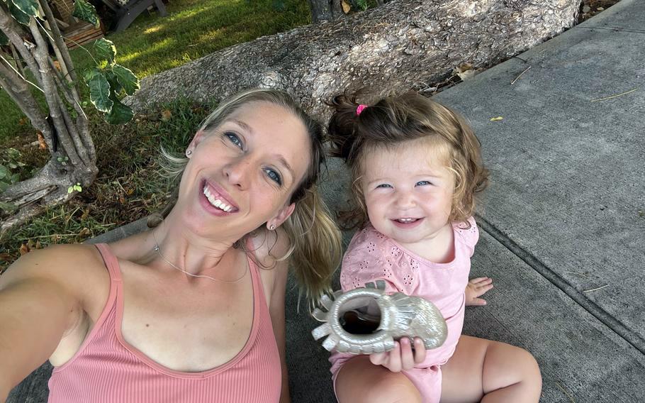 Bella Kuykendall, now 3, with her mother Kaitlin Kuykendall, an Army spouse.