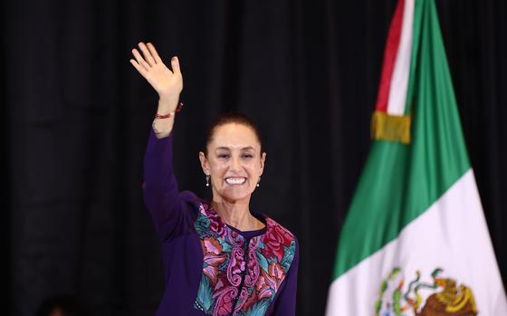 Presidential candidate Claudia Sheinbaum of ''Sigamos Haciendo Historia'' arrives to give a speech after the first results released by the election authorities show that she leads the polls by wide margin after the presidential election at Hilton Hotel on June 03, 2024 in Mexico City, Mexico. According to the Instituto Nacional Electoral (INE) over 100 million people were allowed to vote on the 2024 Presidential Election in Mexico. Claudia Sheinbaum of 'Sigamos Haciendo Historia' coalition will become the first woman president of Mexico. (Hector Vivas/Getty Images/TNS)