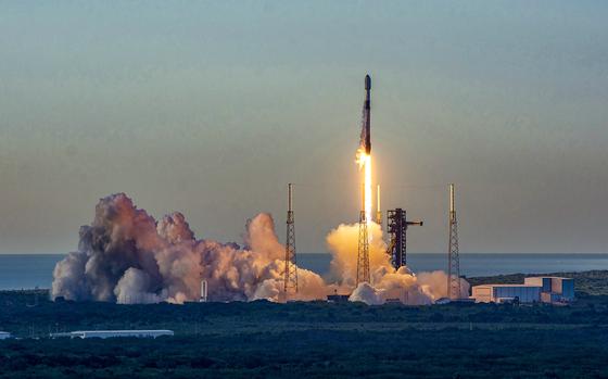 A SpaceX Falcon 9 rocket carrying 23 Starlink satellites launches from Cape Canaveral Space Force Station’s Space Launch Complex 40 on Thursday, June 27, 2024. (SpaceX/TNS)
