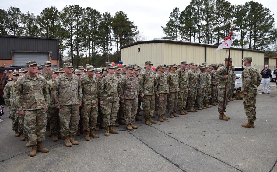 Troops with the Georgia Army National Guard prior to a deployment to Afghanistan in 2018.