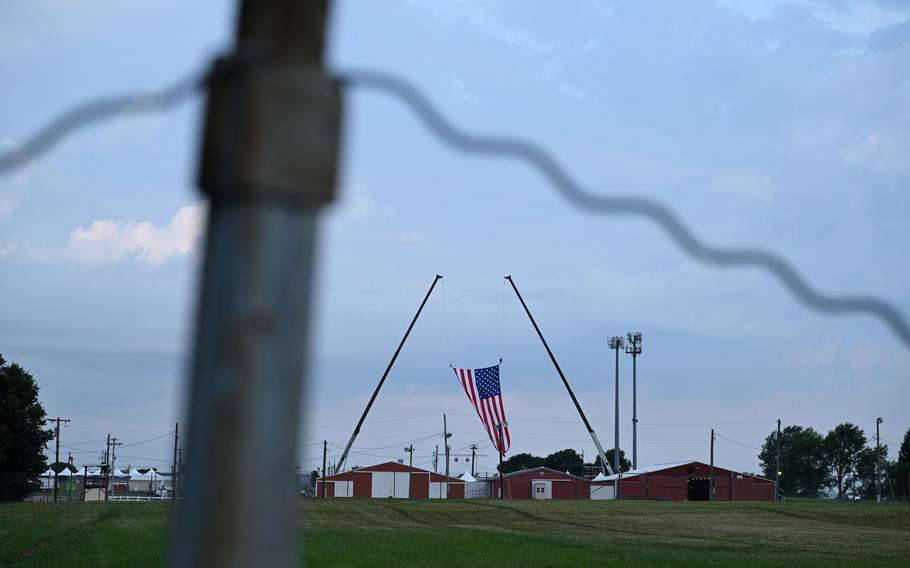 A flag at the Butler Farm Show in Butler, Pa.