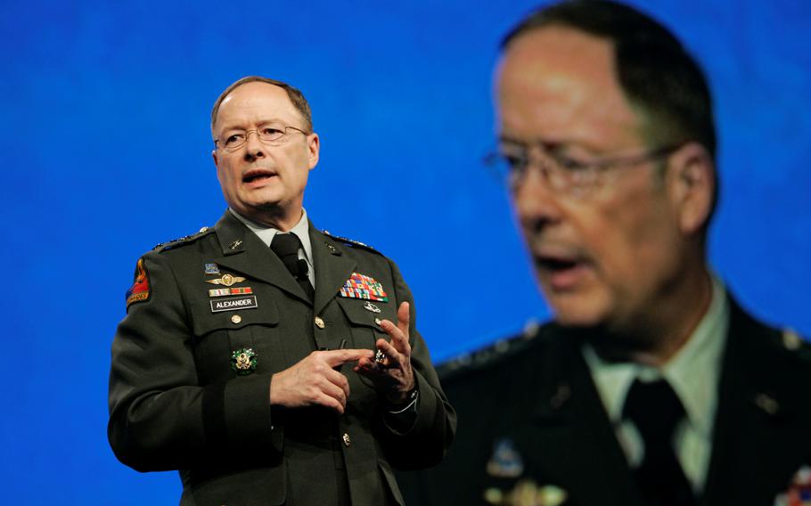 Lt. Gen. Keith Alexander, director of the National Security Agency, speaks at the RSA Conference in San Francisco.