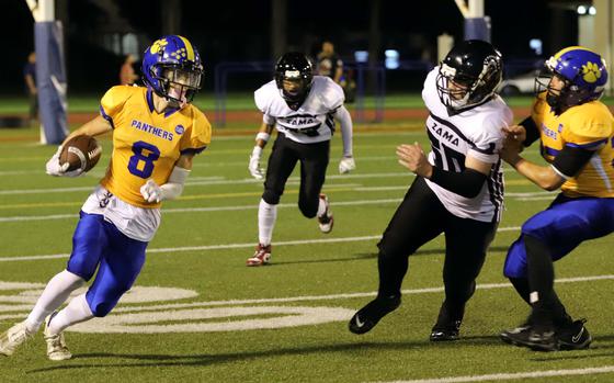 Kicoh Guenther (8) is one of a handful of Yokota offensive weapons who can move the ball downfield.