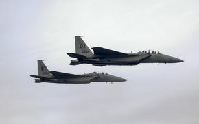 Two new F-15EX Eagle fighter jets, EX3 and EX4, arrive at Eglin Air Force Base, Fla., on Dec. 20, 2023.