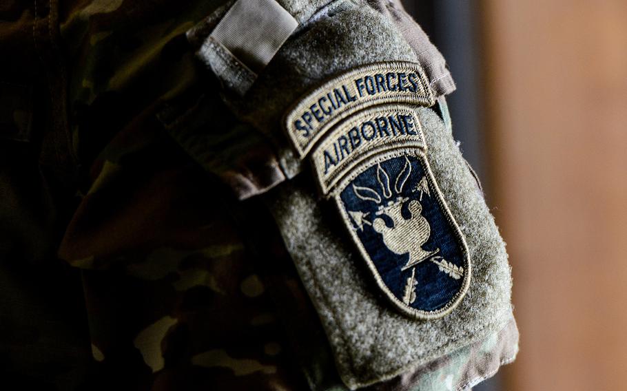 Special Forces patch on a soldier’s arm.