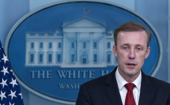 White House national security adviser Jake Sullivan speaks Tuesday, Oct. 1, 2024, during a press briefing at the White House in Washington. (AP Photo/Mark Schiefelbein)