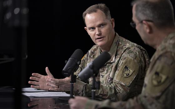 Recording of the Dean's Podcast with guest COL Wright. Promotional photos with COL Hartke. Thayer Hall, West Point, NY on February 23, 2023. (U.S. Army photo by Christopher Hennen, USMA)