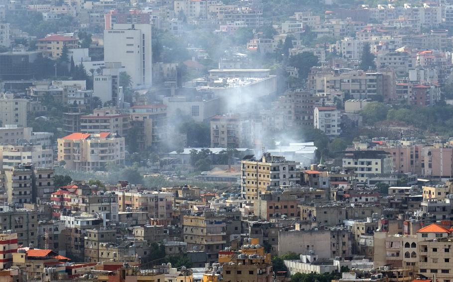 Smoke rises from the site of an overnight Israeli airstrike