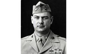 A black and white photograph of Marine Col. Justice Chambers.