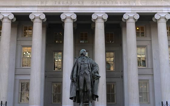 FILE - The U.S. Department of the Treasury building is seen in Washington, Nov. 18, 2024. (AP Photo/Jose Luis Magana, File)