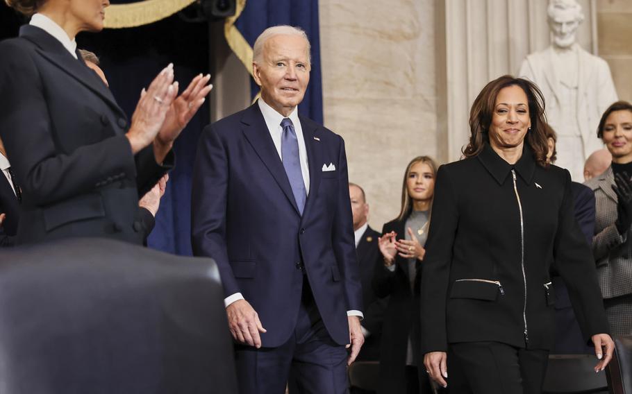 President Joe Biden and Vice President Kamala Harris arrive during the 60th Presidential Inauguration