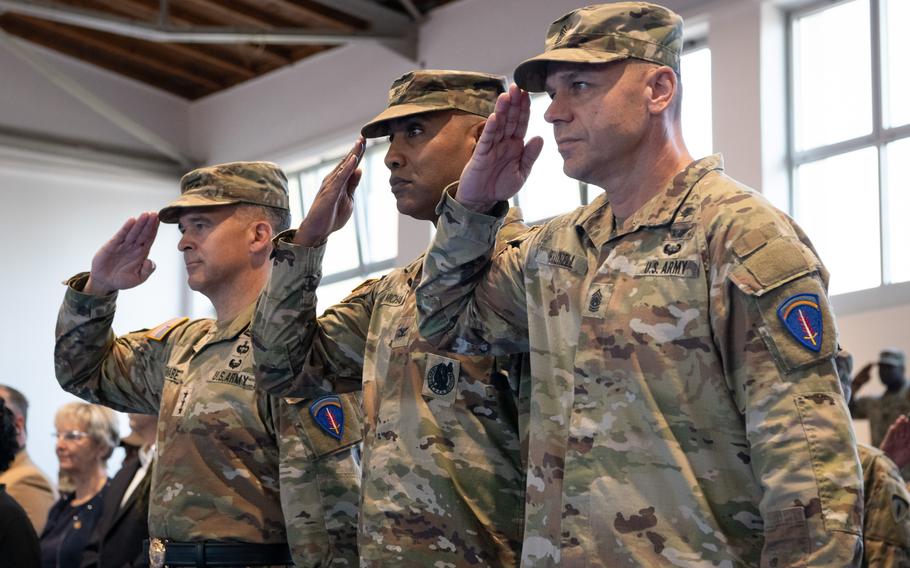 Salutes during an activation ceremony