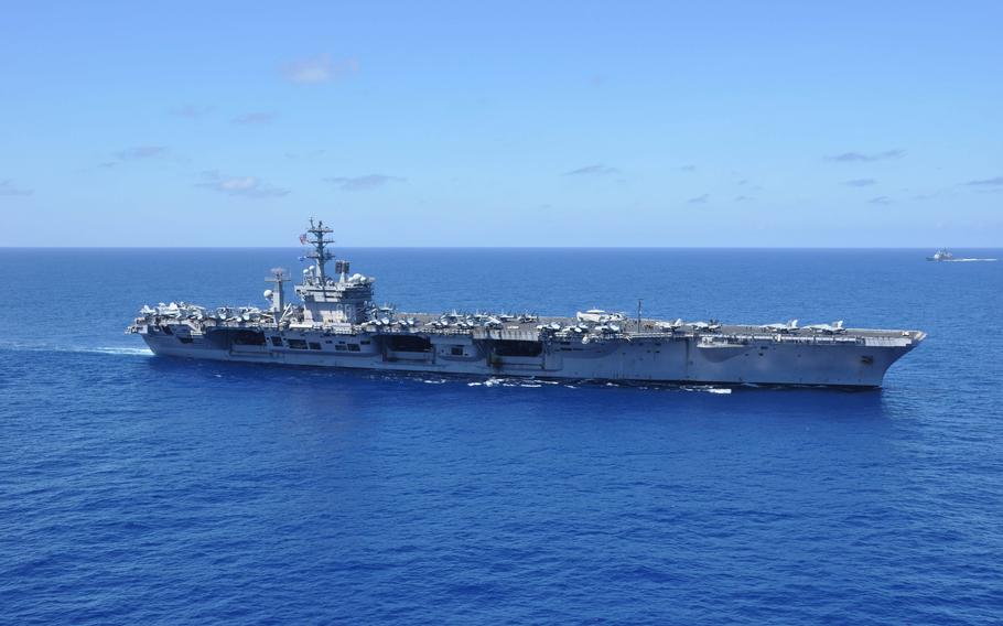 The USS Nimitz operates in the Pacific Ocean in 2017.