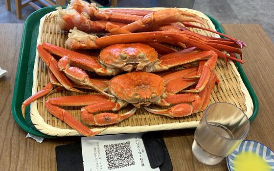 The first round of all-you-can-eat snow crabs at the Kanimatsuri restaurant in Tokyo.