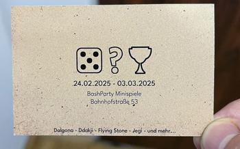 A business card advertising an upcoming “Squid Game” themed-event