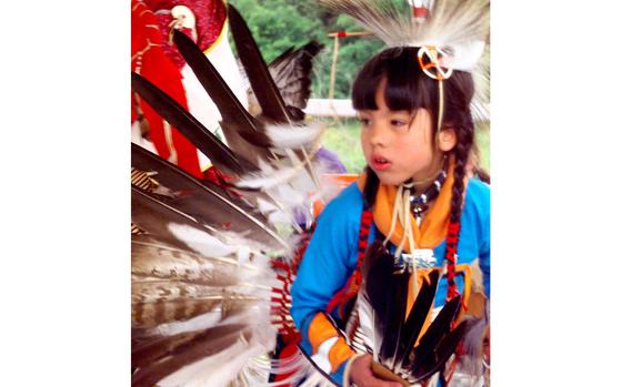 Bad Kreuznach, Germany, 30 May, 1998: The youngest American Indian dancer of the Native American Association of Germany danced his heart out during the afternoon Powwow at Intercamp 98' in Bad Kreuznach, Germany. Held first in 1967, Intercamp is one of the largest Scout jamborees in Europe and hosts Boy and Girl Scout troops from various European nations. 

META TAGS: Boy Scouts of America; Native American culture; Native American Heritage Month; 