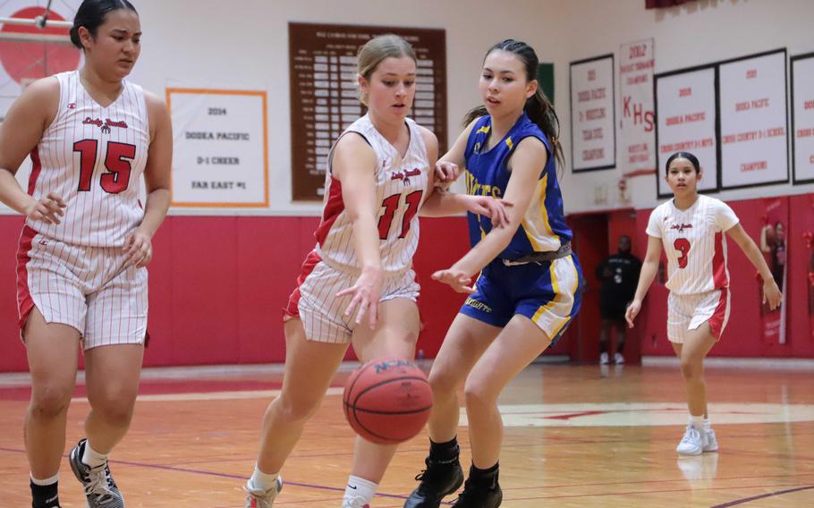 Sydnee Walker dribbles.