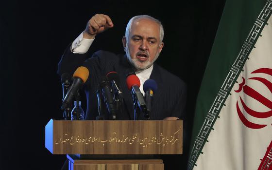 FILE — Iranian Foreign Minister Mohammad Javad Zarif speaks during a conference in Tehran, Iran, Feb. 23, 2021. (AP Photo/Vahid Salemi, File)