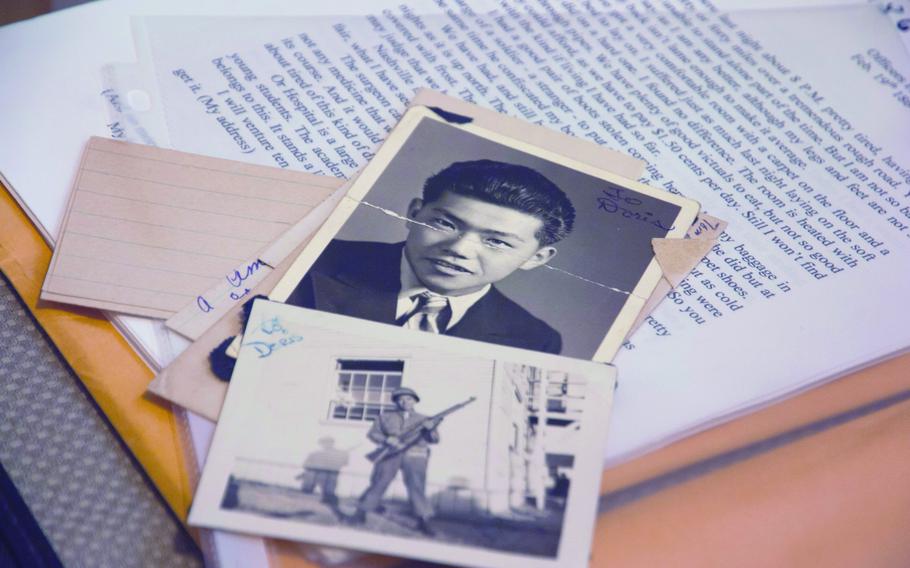 These photos are of a Japanese-American man who was imprisoned in an internment camp during World War II and later joined the U.S. Army's 442nd Infantry Regiment, the unit composed of mostly Japanese-American soldiers. A letter the soldier wrote is part of the Legacy Project, an effort to collect letters written by U.S. troops during the nation's wars.