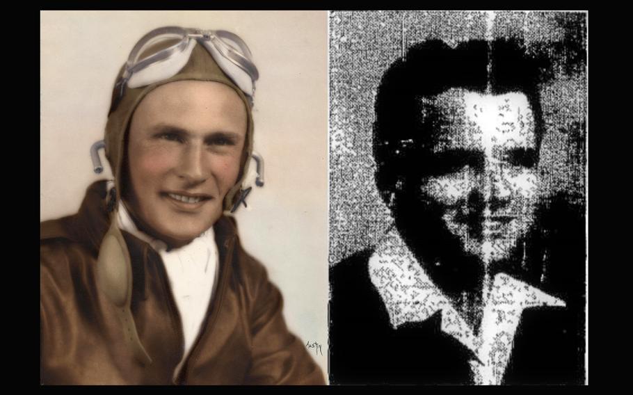 Rosettes recently were placed beside the names of U.S. Army Air Forces 2nd Lt. Allan Knepper, left, and Army Pfc. Harry Hosfelt on the Wall of the Missing at Sicily-Rome American Cemetery. The rosettes signify that the remains of the two service members killed during World War II have been recovered and identified.