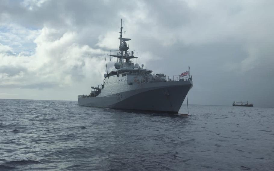 HMS Trent, shown here off the coast of Barbados, is scheduled to head toward Guyana this week.