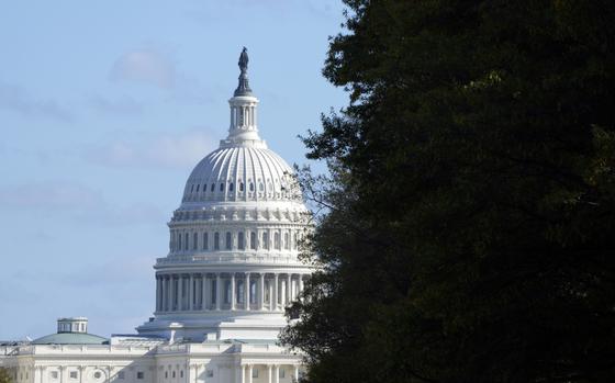 FILE - The U.S. Capitol is seen from Pennsylvania Avenue in Washington, on Election Day, Nov. 5, 2024. (AP Photo/Jon Elswick)