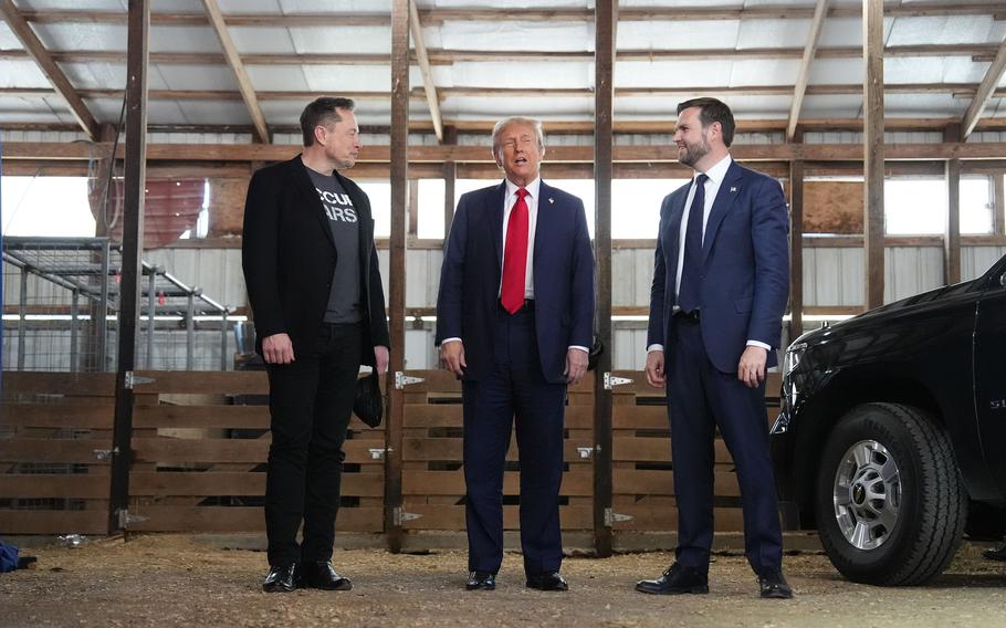 Elon Musk, President-elect Donald Trump and Vice President-elect JD Vance