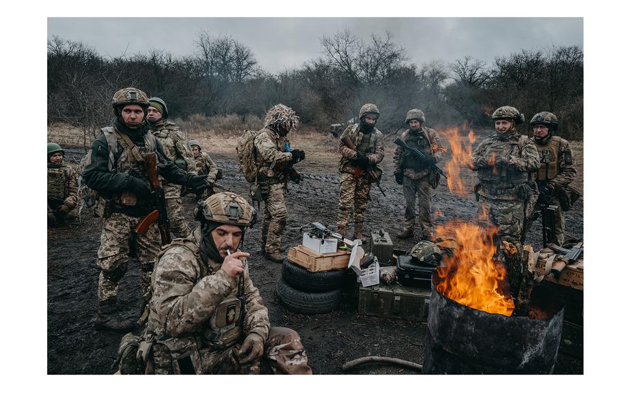New recruits of the Aidar Battalion train in Donbas, Ukraine, on Feb. 5, 2024.