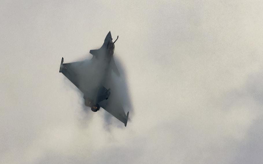 A multirole jet fighter aircraft Dassault Rafale flies during the International Paris Air Show at the Paris Le Bourget airport, north of Paris on June 19, 2023. According to reports on Aug. 14, 2024, two Rafale jets crashed in northeastern France.