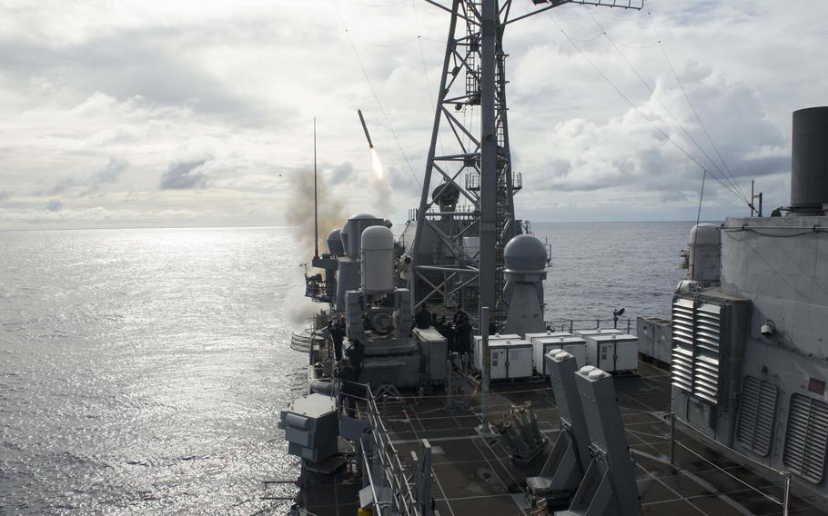 The Ticonderoga class cruiser USS Antietam fires a Tomahawk land attack missile as part of Valiant Shield 2014. Germany is grappling with public anxiety and political opposition over the planned deployment of U.S. longer-range cruise missiles, with concerns about escalating tensions with Russia and reviving Cold War-era fears.